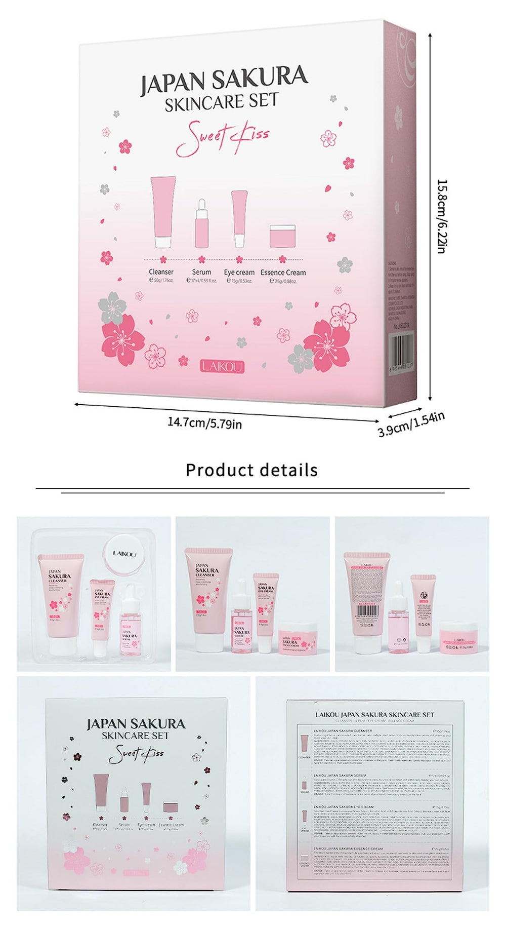 XJBD Travel Skincare Kit Sakura: crema de ojos para reducir sombras y fatiga