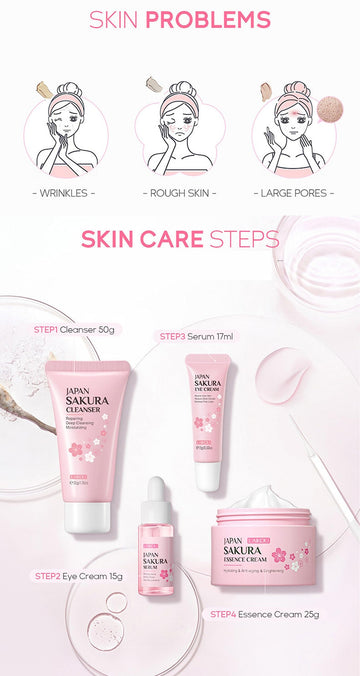 XJBD Travel Skincare Kit Sakura: essence ligero para hidratación rápida durante viajes