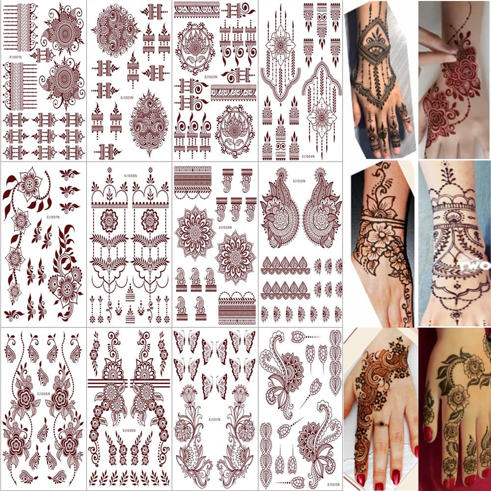 Xmasir henna: diseños variados para manos y rostro, look temporal.