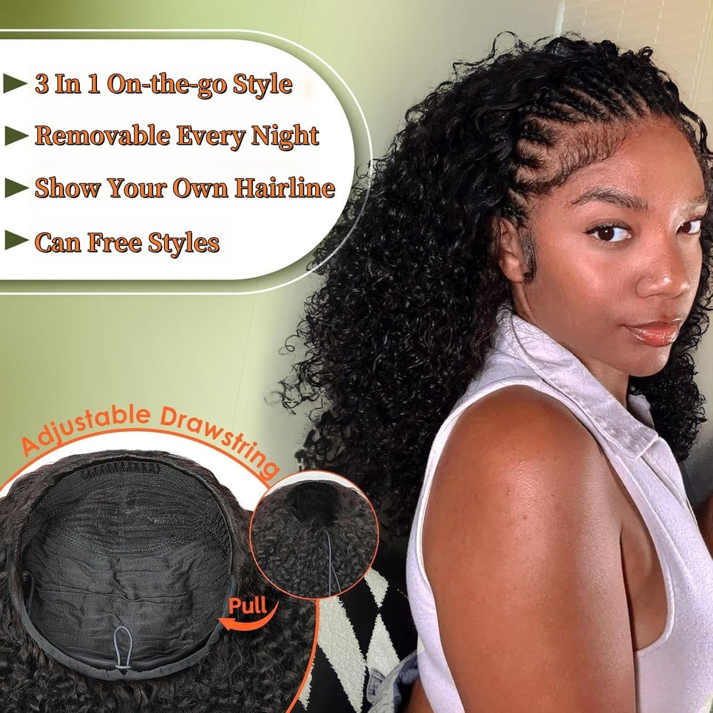 XNAIRA peluca media ondulado rizos afro, cabello humano de alta calidad.