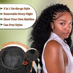 XNAIRA peluca media ondulado rizos afro, cabello humano de alta calidad.