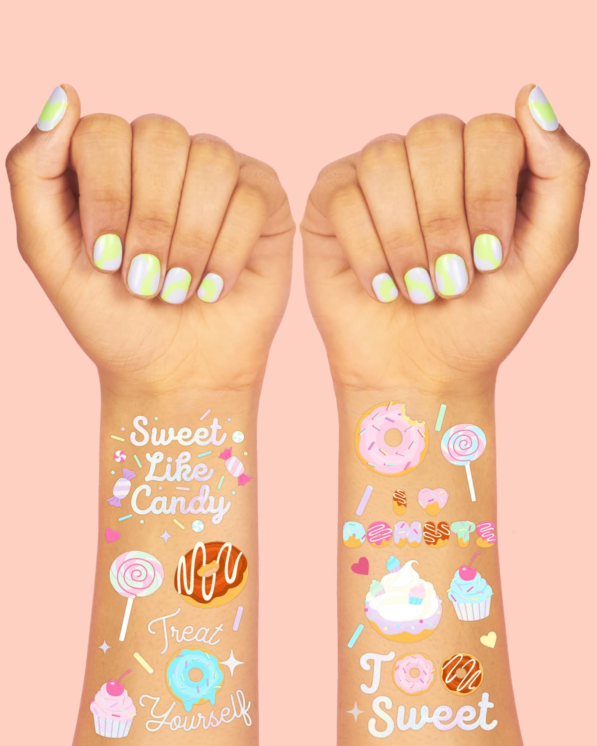 Tatuajes xo-fetti de cupcakes irisados para bolsitas de regalo.
