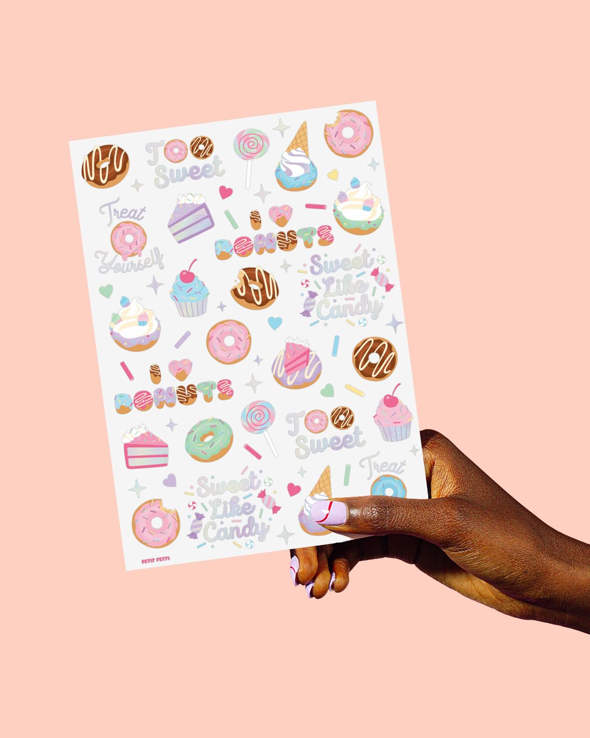 Láminas xo-fetti con tatuajes dulces para fiestas en casa.