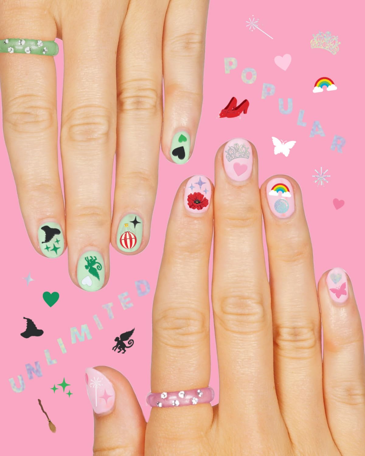 Pegatinas xo Fetti uñas arcoiris destellos iridiscentes para manicura rápida.