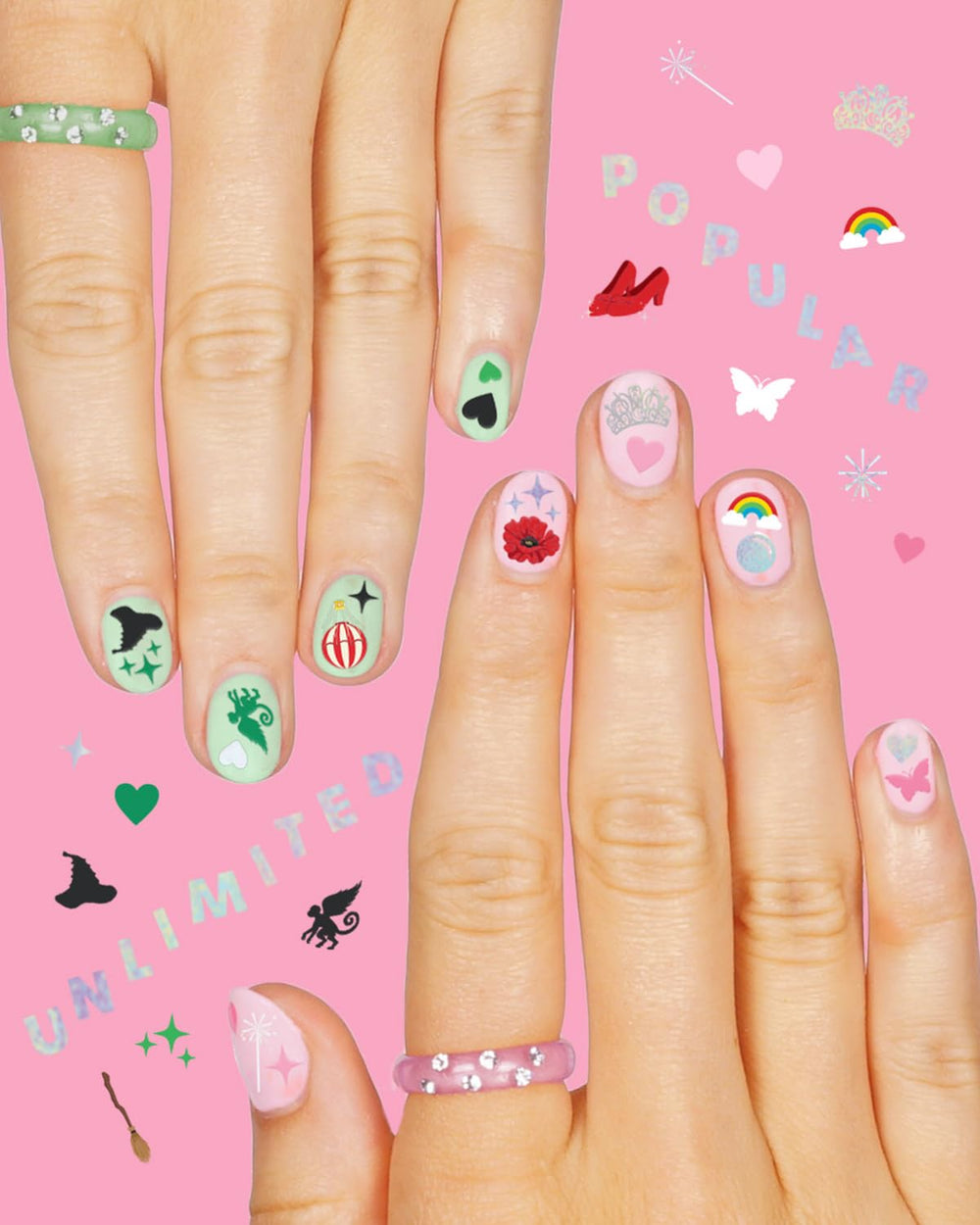 Pegatinas xo Fetti uñas arcoiris destellos iridiscentes para manicura rápida.