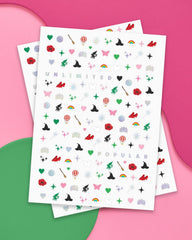 Pegatinas xo Fetti uñas sombreros bruja para look temático.