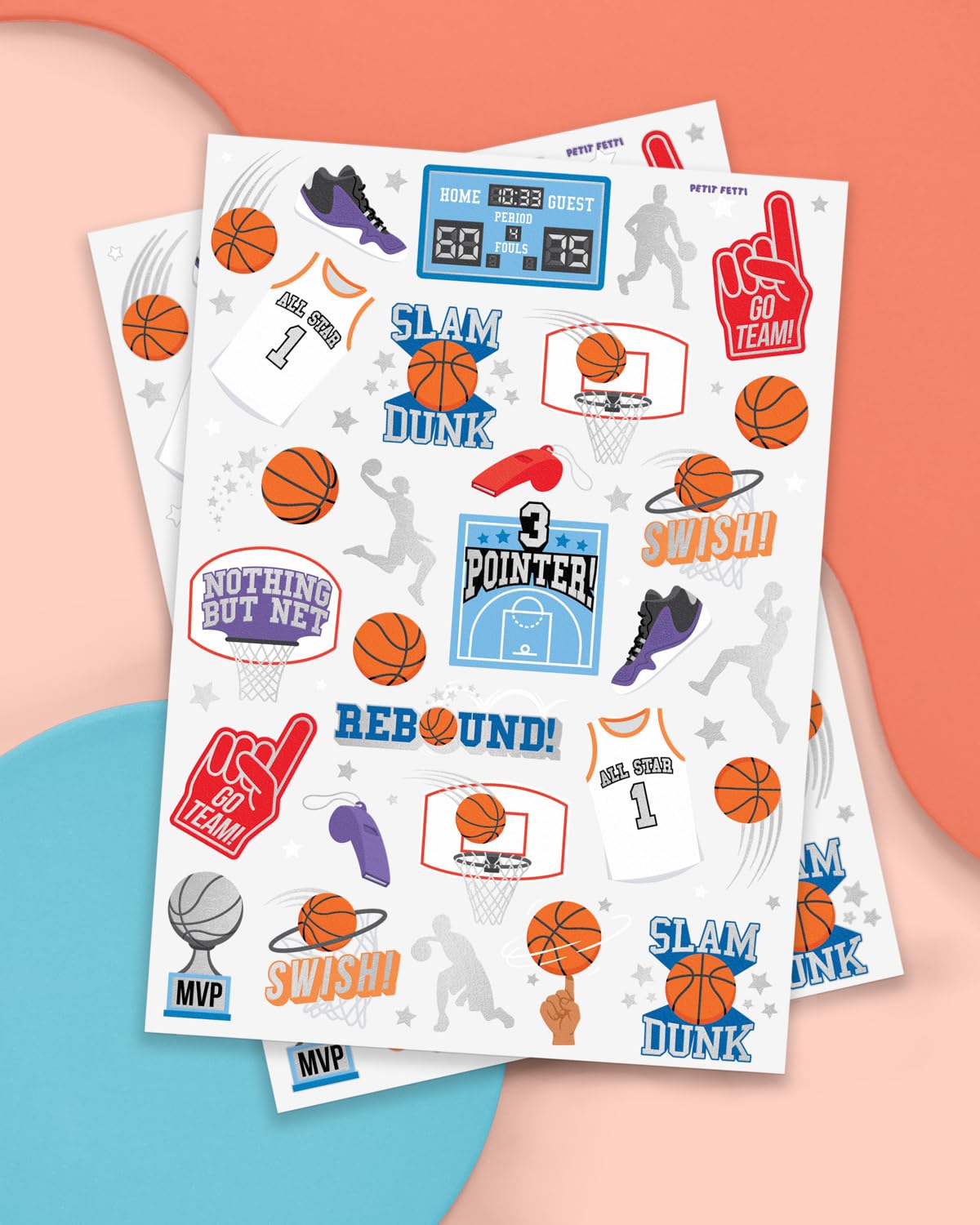 Tatuaje temporal xo Fetti baloncesto metalizado, recuerdo de fiesta