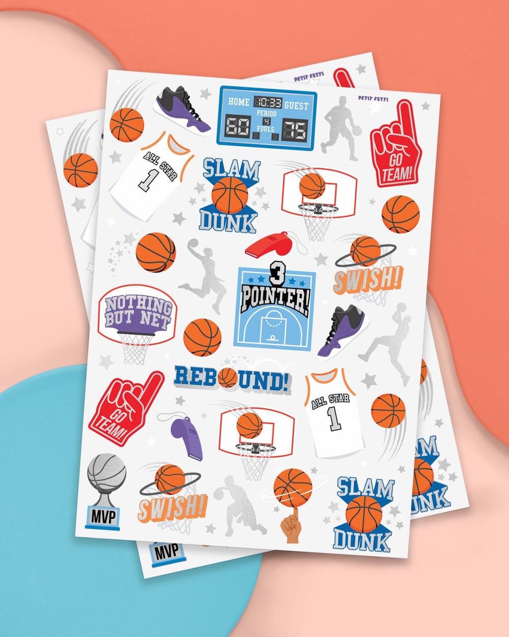 Tatuaje temporal xo Fetti baloncesto metalizado, recuerdo de fiesta