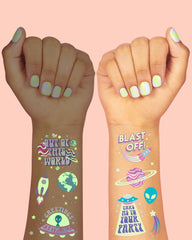 Tatuajes xo Fetti alienígenas para fiestas temáticas.