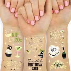 tatuajes xo fetti para aniversario 30 dorados, ideales para decorar y animar la fiesta.