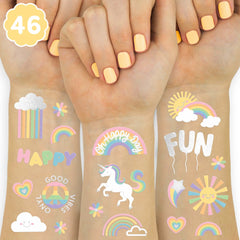 Tatuajes arcoíris xo Fetti, dos hojas: colores brillantes para fiestas
