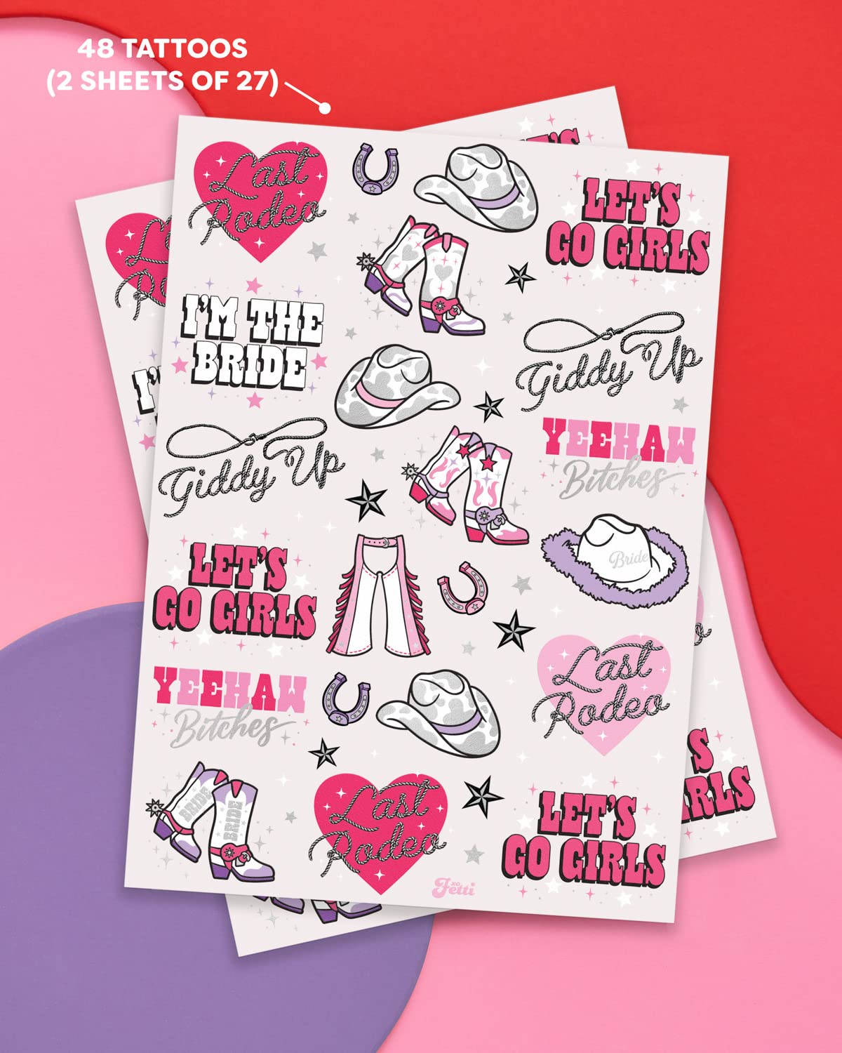 Tatuajes xo Fetti giddy up en brillo metálico para la fiesta