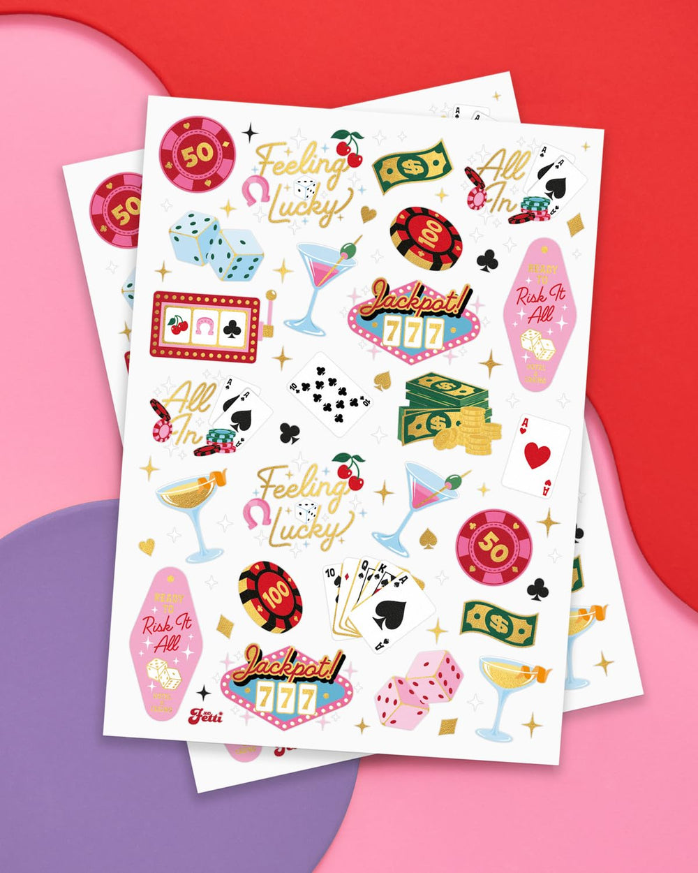 Tatuaje xo Fetti cartas de juego para animar sorteos y decoración temática