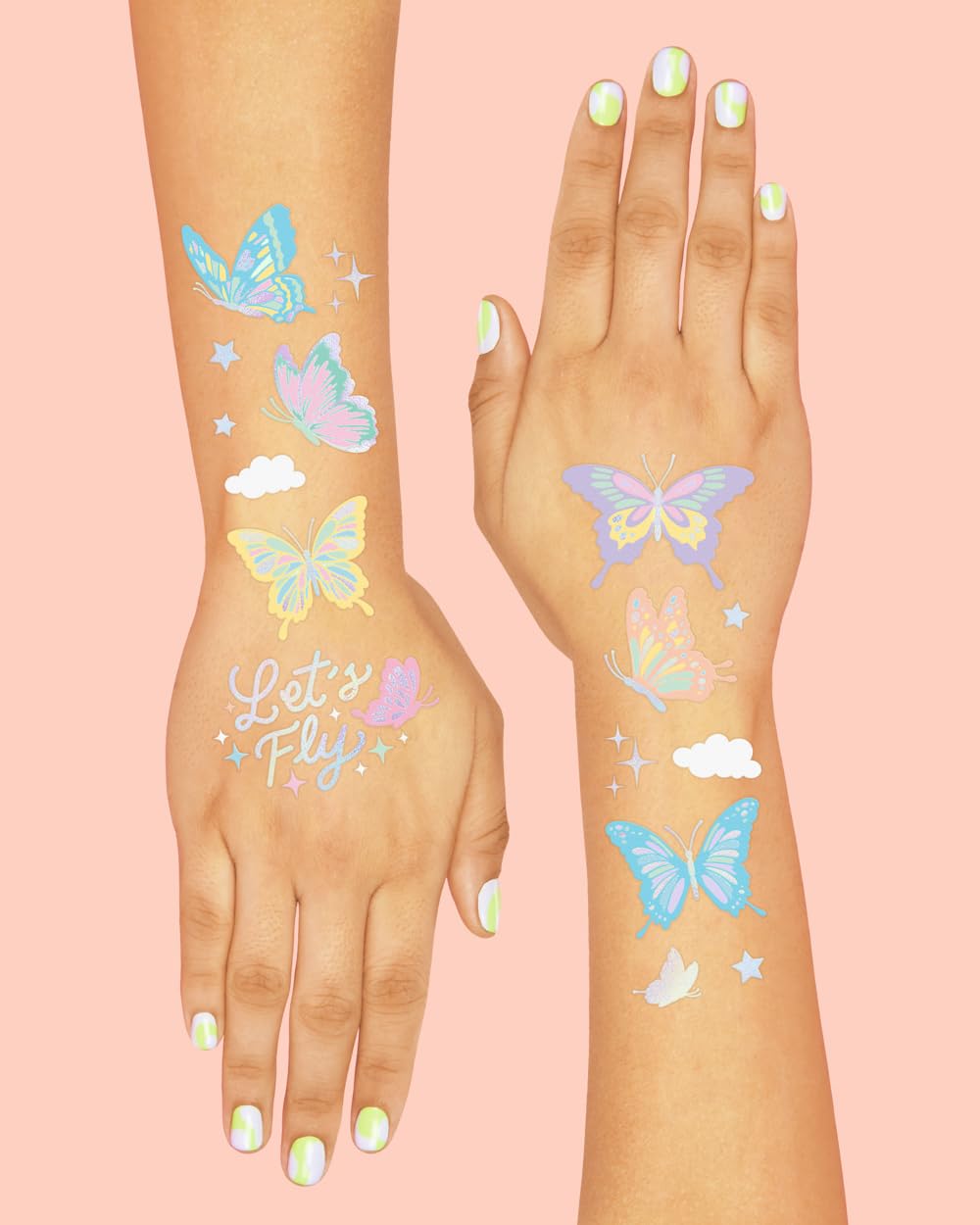 xo, Fetti tatuajes corazones pastel foil, perfecto para regalos y sorpresas.