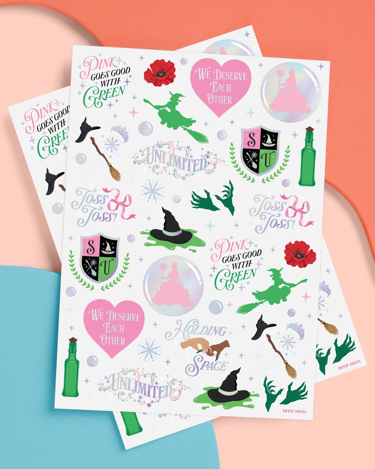 Tatuajes xo Fetti elixir verde rosa con brillo iridiscente para decorar momentos.