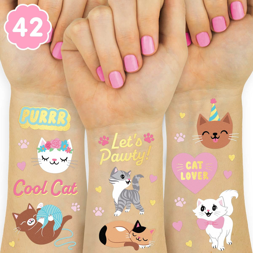Tatuajes de gatos brillantes de xo-fetti para fiestas divertidas.