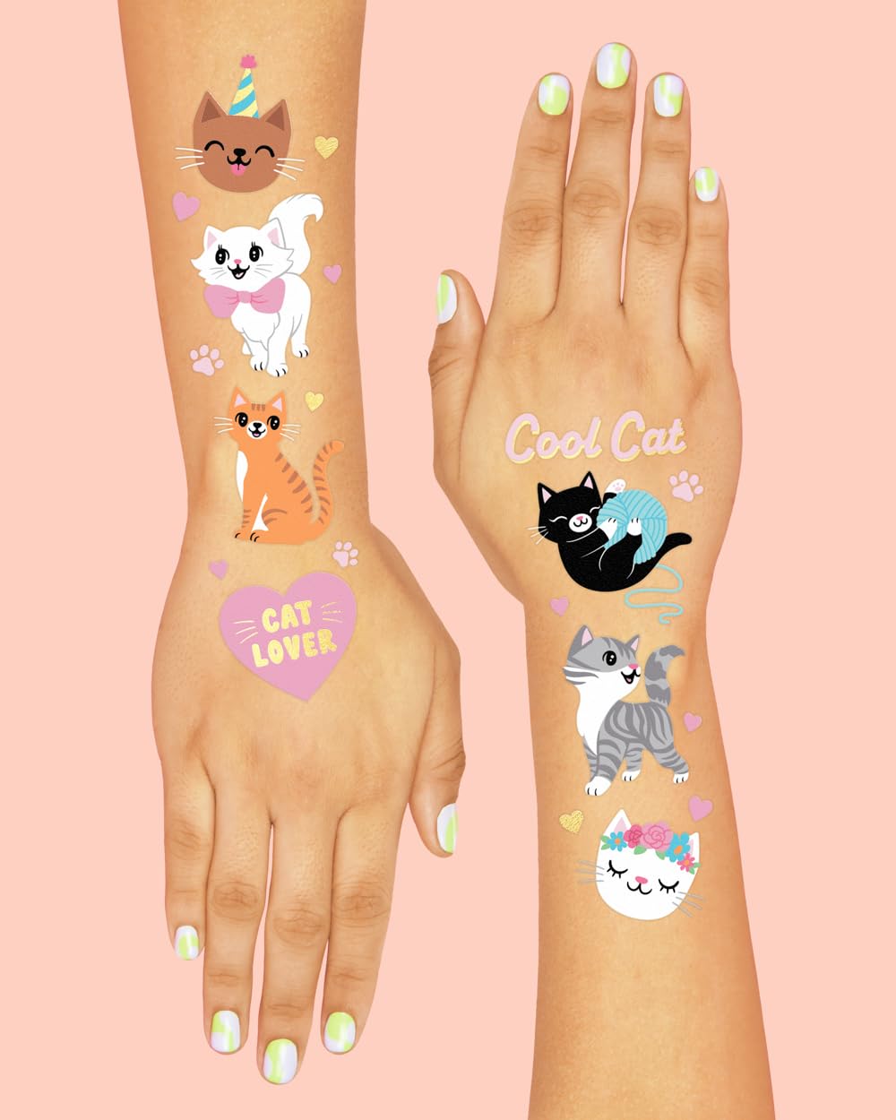 Tatuajes de gatos para fiestas de xo-fetti con diseños únicos.