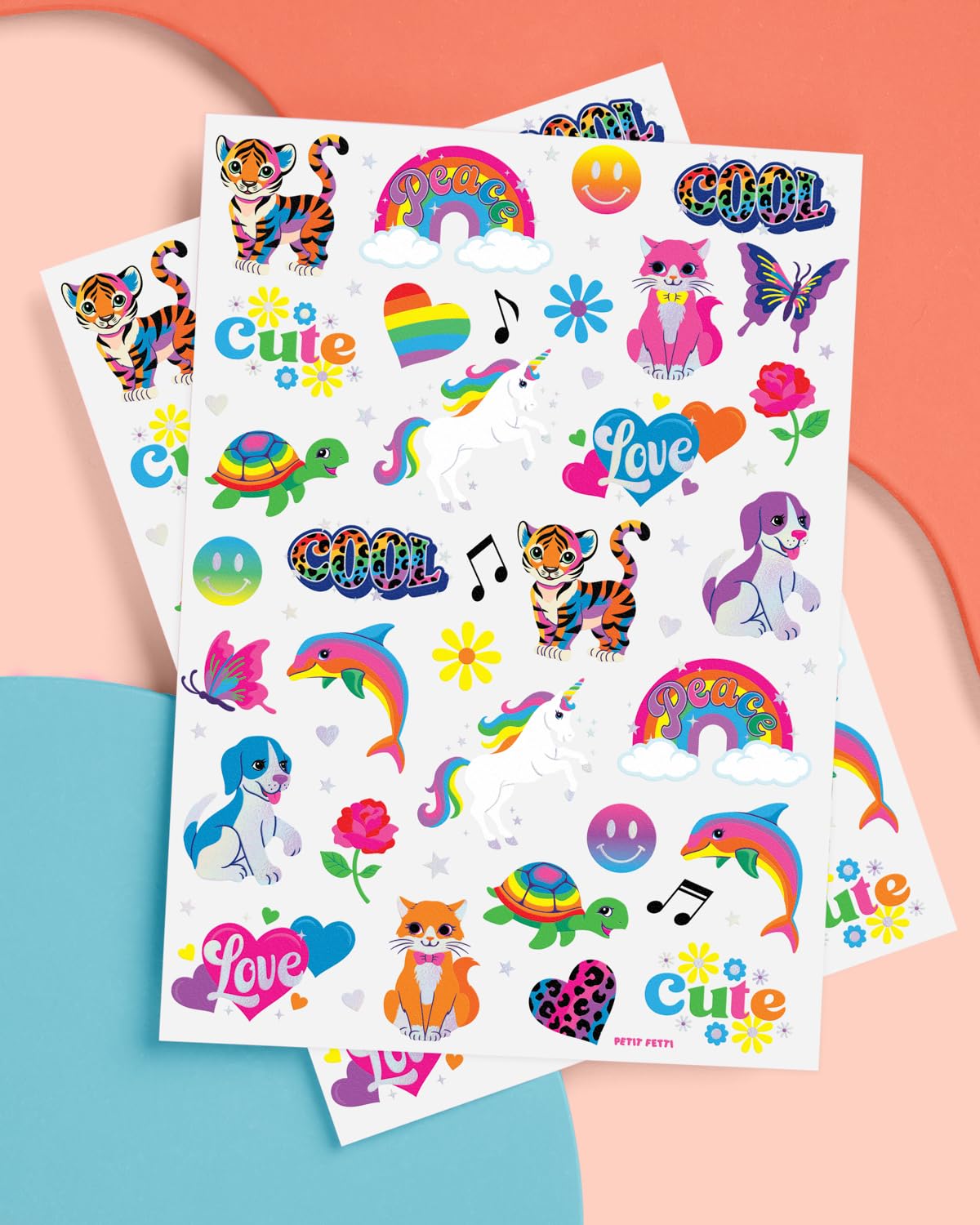 Tatuaje xo Fetti neon arcoíris delfines: opción lúdica para fiestas infantiles