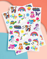 Tatuaje xo Fetti neon arcoíris delfines: opción lúdica para fiestas infantiles