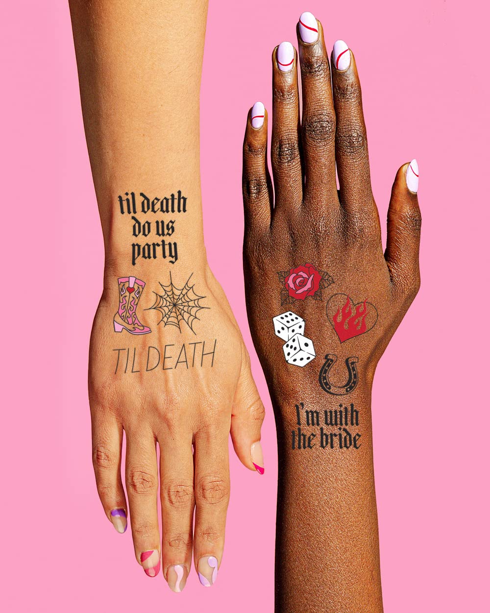 Tatuajes xo Fetti resistentes al agua y duraderos para la celebración.