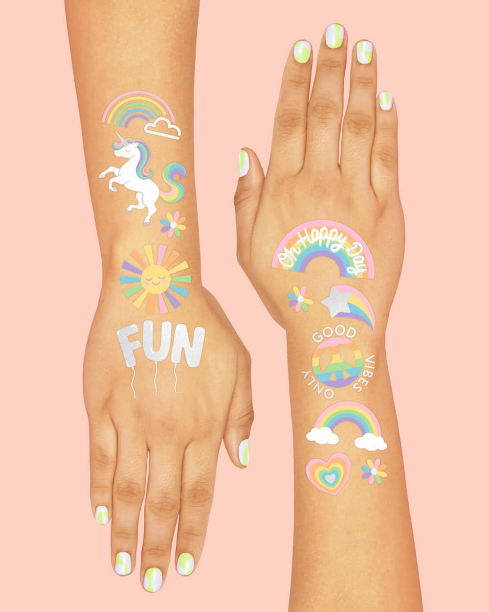 Tatuajes signo paz xo Fetti, plateado para fiestas