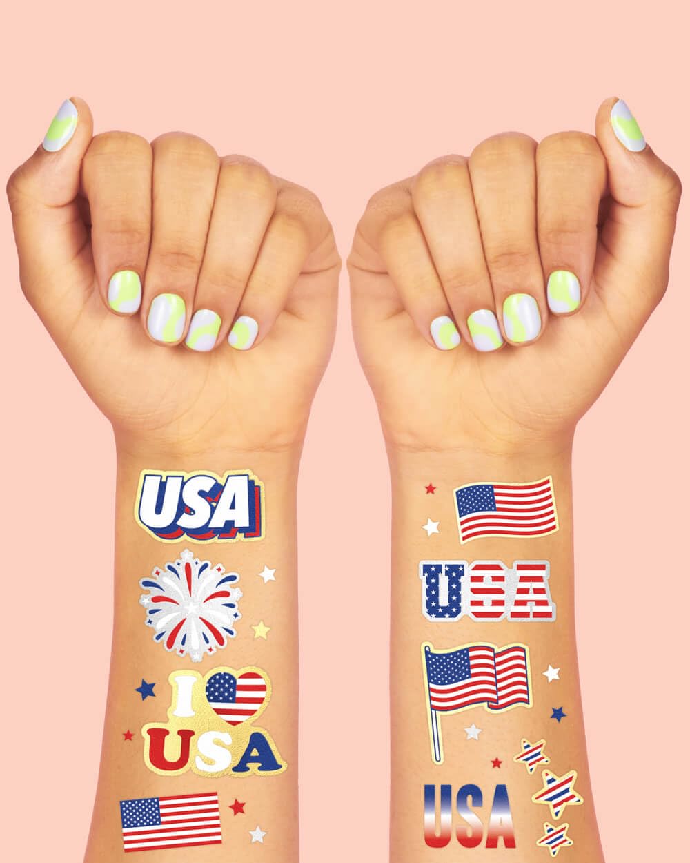 Tatuajes xo Fetti de tamaño 8-25x6 pulgadas listos para pegar.