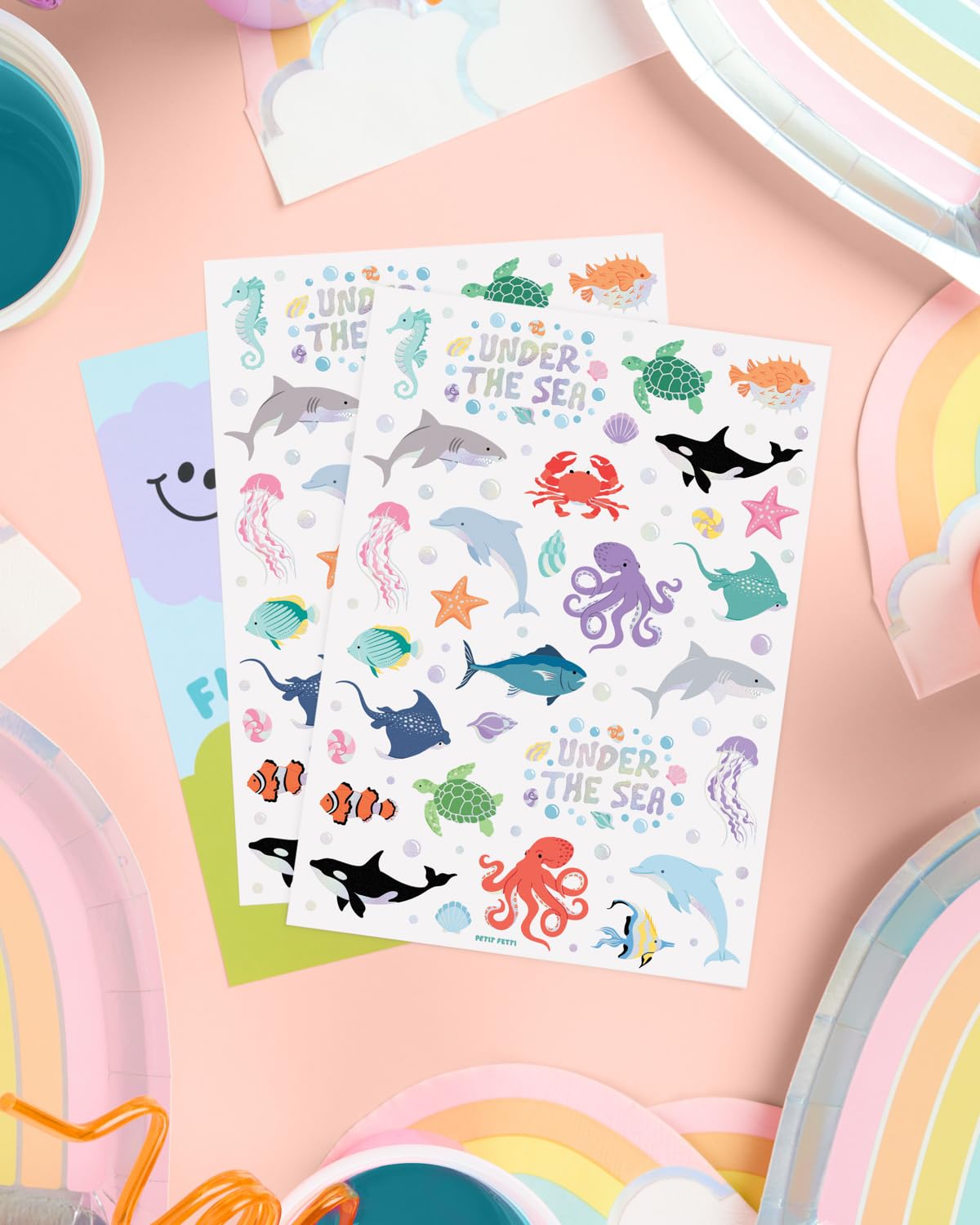 tatuajes xo Fetti duraderos para cumpleaños con temática marina.