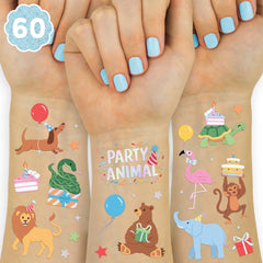 Tatuajes temporales xo-fetti con animales para fiesta, fáciles de aplicar