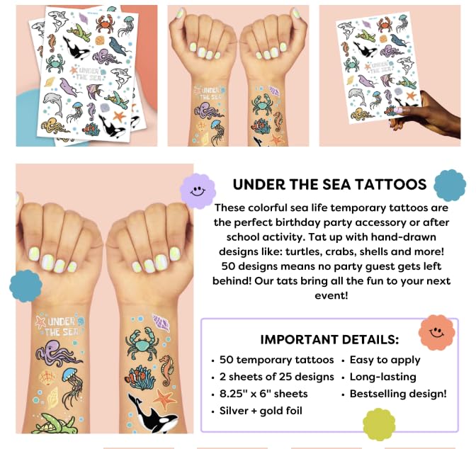 tatuajes xo Fetti con acabado iridiscente para decorar fiestas marinas.