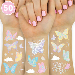 Tatuajes temporales xo, Fetti mariposa pastel con foil, ideales para fiestas.