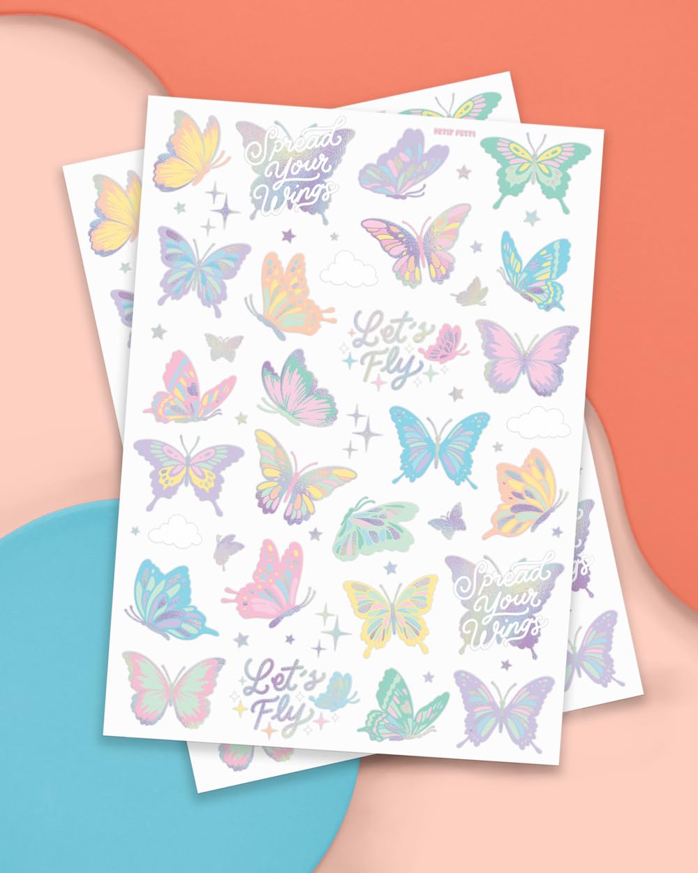 xo, Fetti tatuajes mariposa pastel foil, duraderos para fiestas al aire libre.