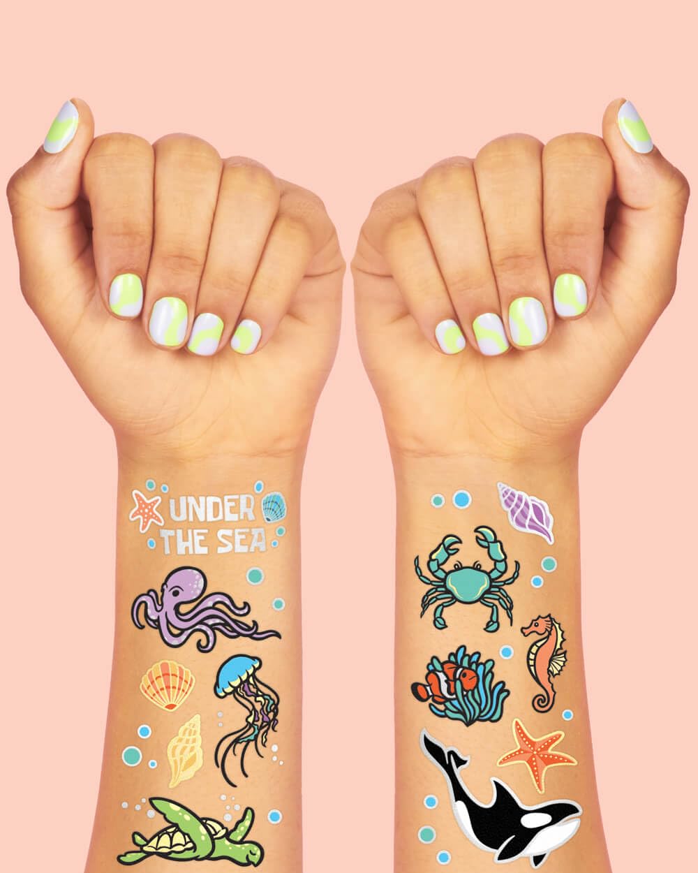 tatuajes xo Fetti de pez para entretenimiento en casa y fiestas escolares.