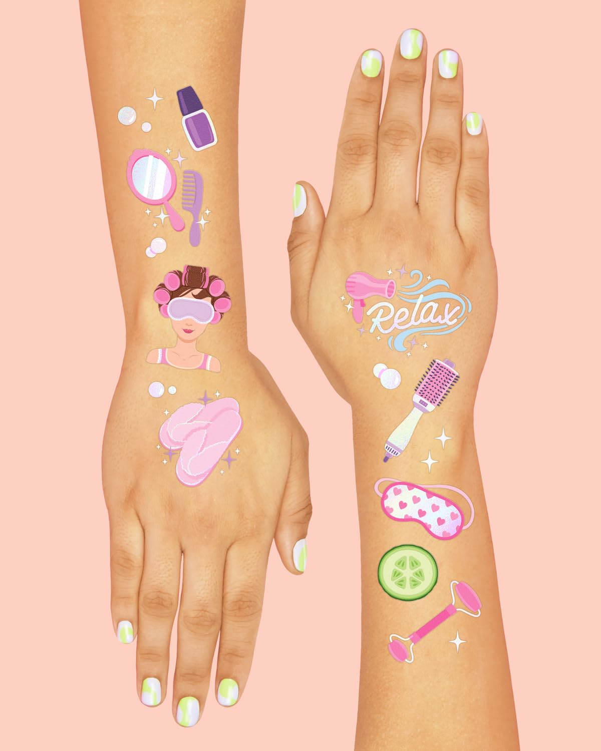 Tatuaje xo Fetti de esmalte de uñas, estilo chic para la fiesta.