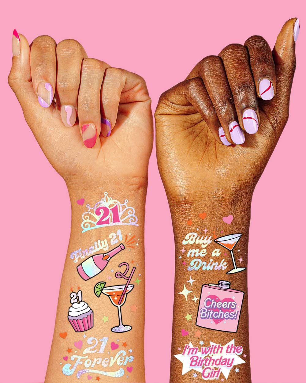 Tatuajes temporales xo Fetti para fiestas, aplicación fácil.