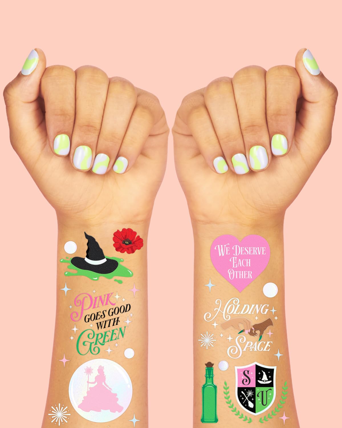 Tatuajes xo Fetti varita magica rosa con brillo iridiscente para actividades creativas.