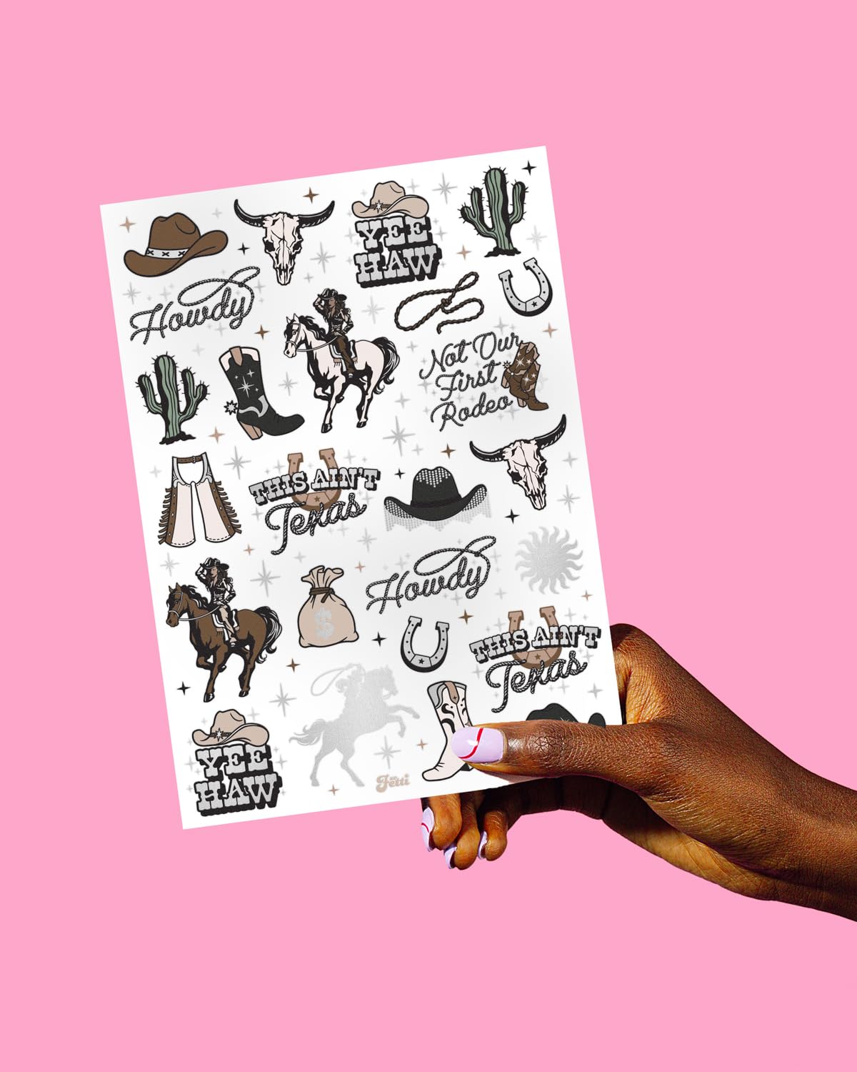 Tatuaje xo Fetti chaparreras, detalle temático para rodeo