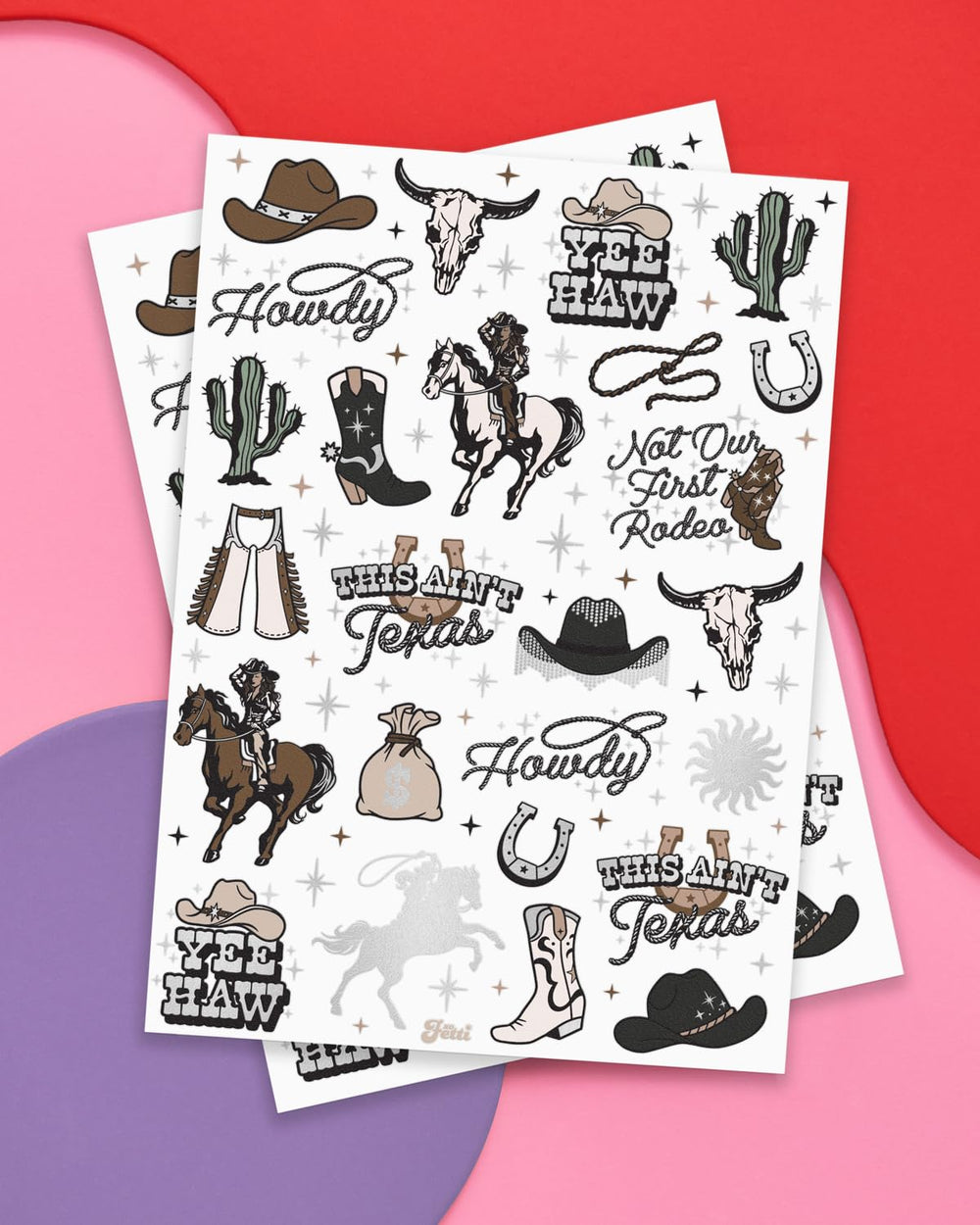 Tatuaje xo Fetti vaquera de purpurina, ideal para animar la celebración