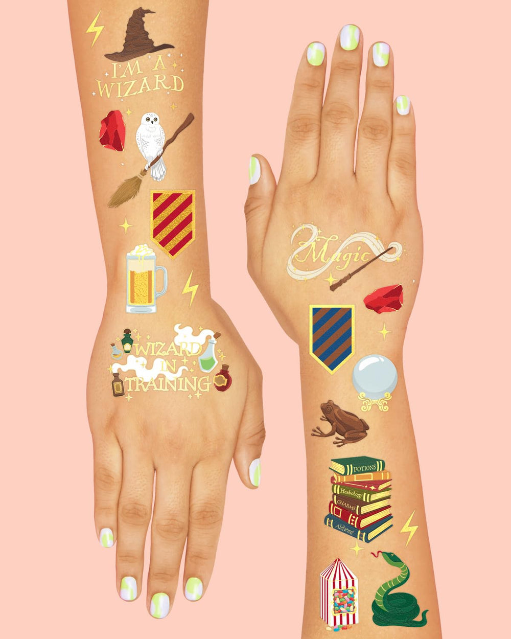 Tatuaje xo, Fetti Búhos dorados, diseño encantador para temática mágica