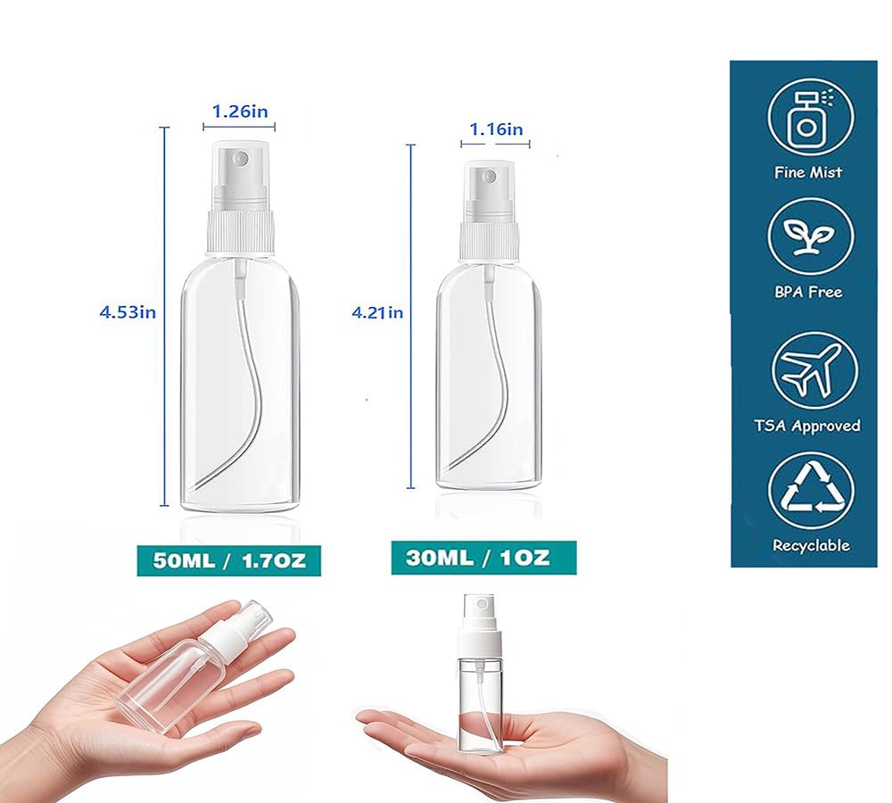 Xolaawa, frascos transparentes de 50 ml con rociado uniforme.