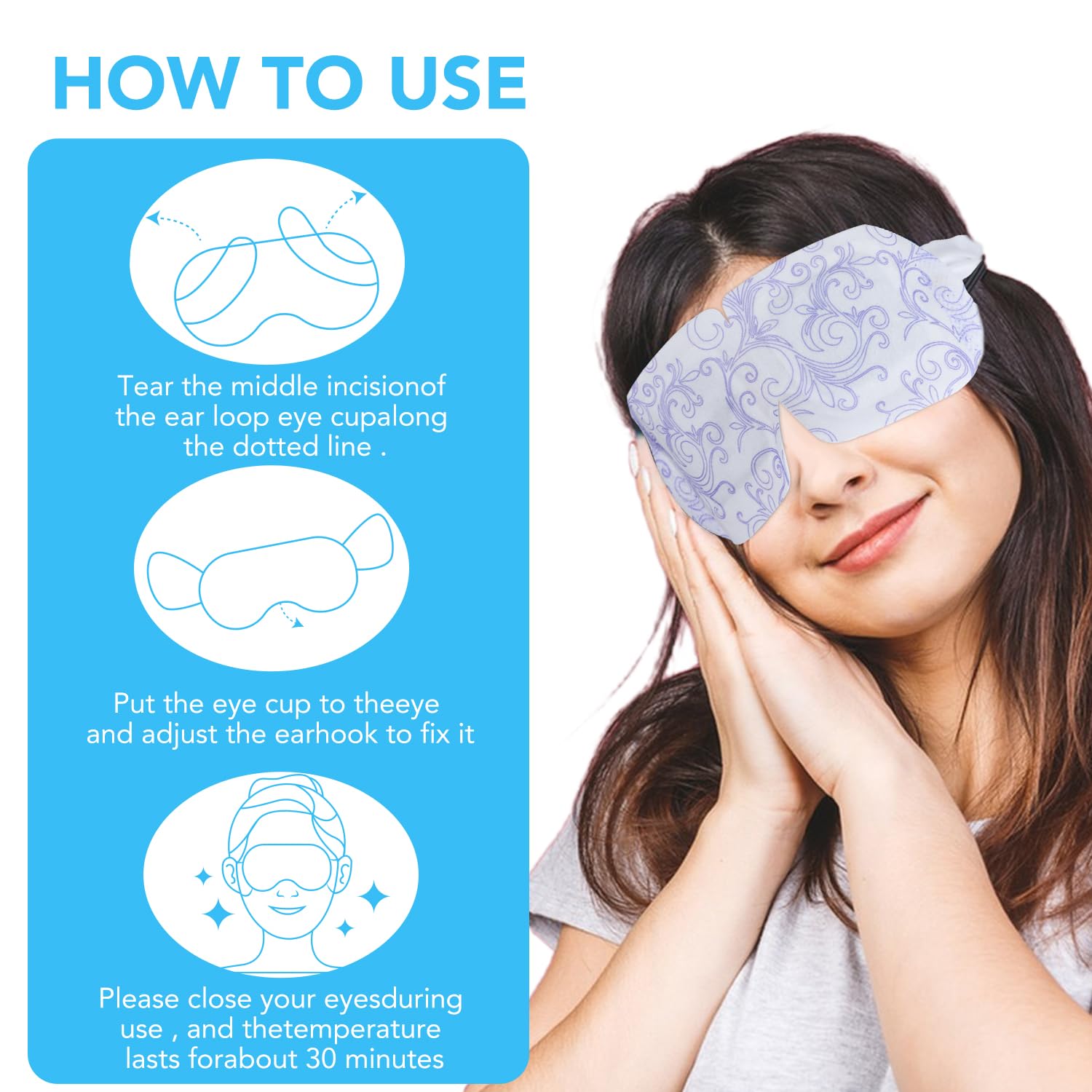 XPCARE mascarilla ocular con vapor caliente, ideal para sesiones de cuidado rápido.