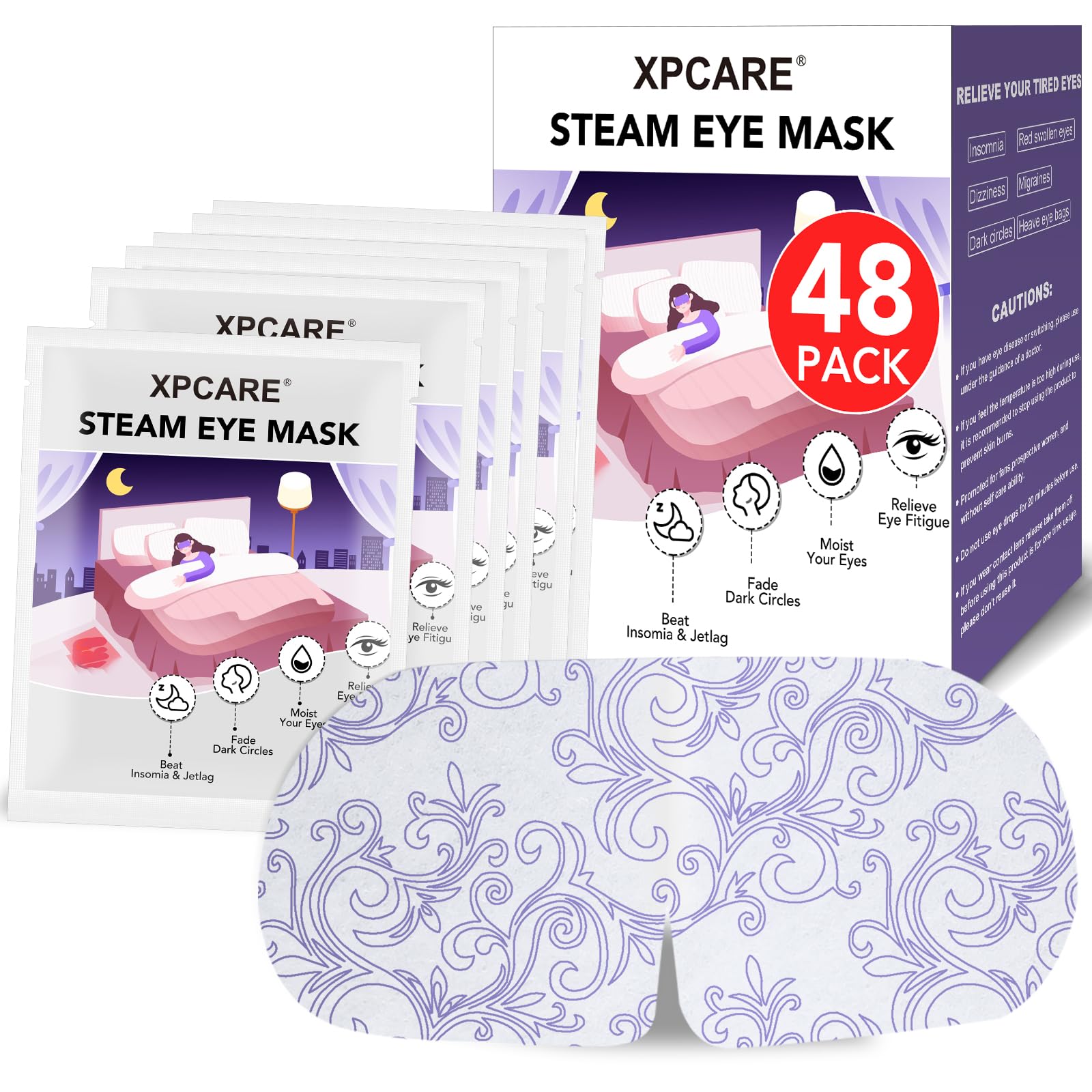 XPCARE mascarilla para ojos con vapor caliente, alivio rápido de la fatiga ocular.