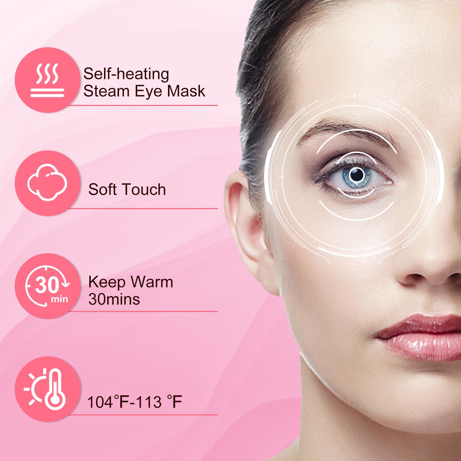 XPCARE mascarilla de vapor rosa, calor 20-30 minutos para dormir mejor.