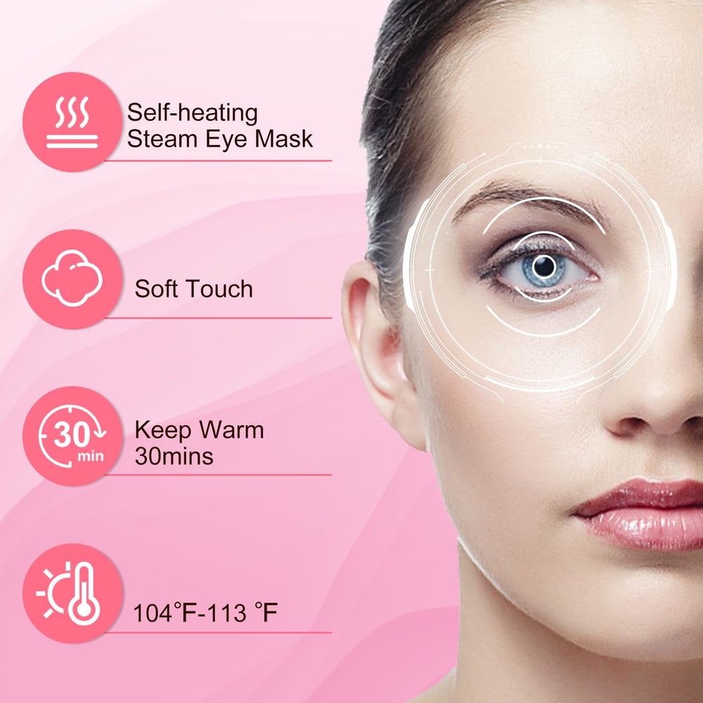 XPCARE mascarilla de vapor rosa, calor 20-30 minutos para dormir mejor.
