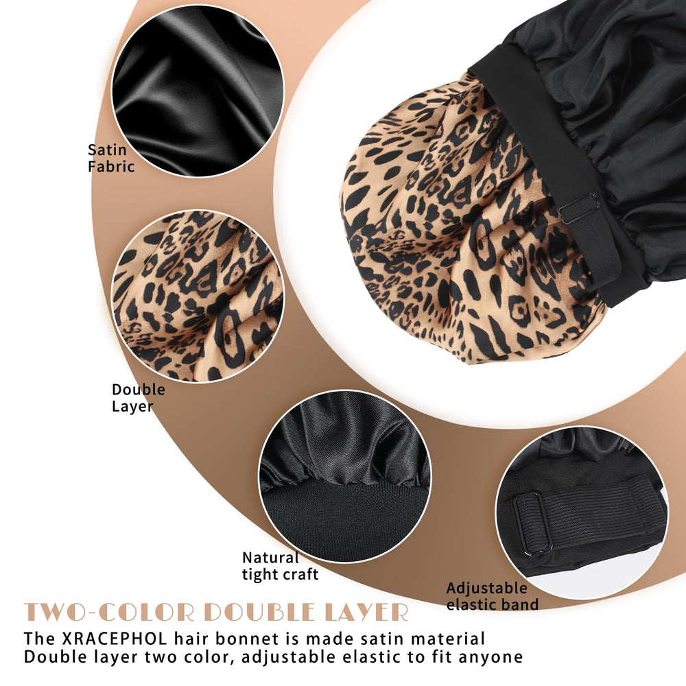 XRACEPHOL bonete reversible para cabello rizado, estilo versátil al despertar.