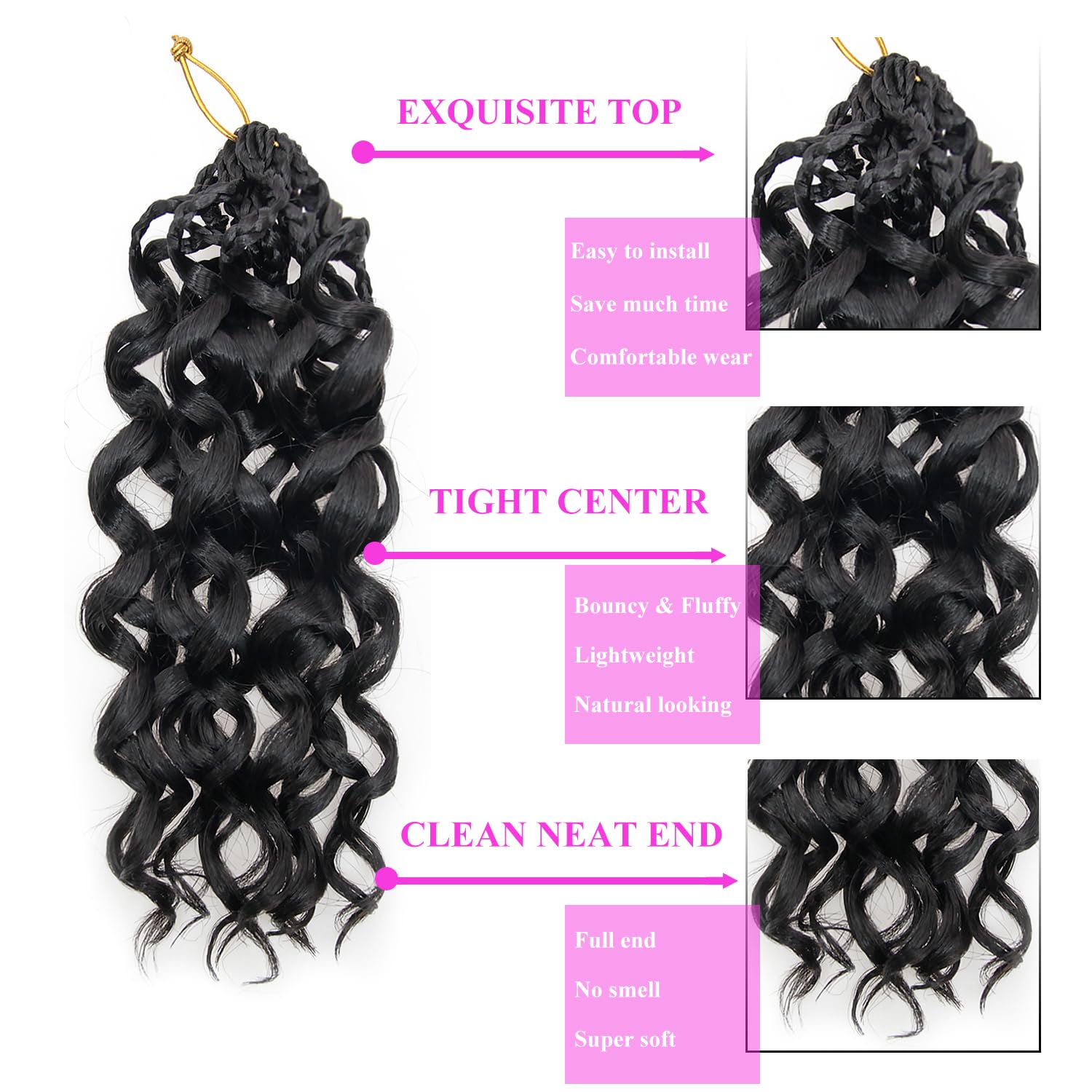 XSASLYET Cabello sintético preenlazado, instalación rápida