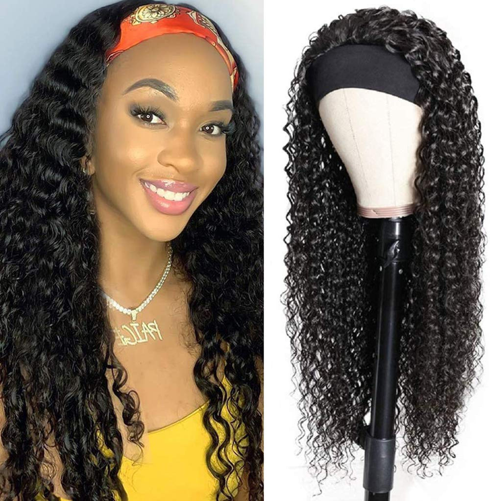 XSY Headband Wig cabello humano onda profunda 18 pulgadas vista frontal para un look natural