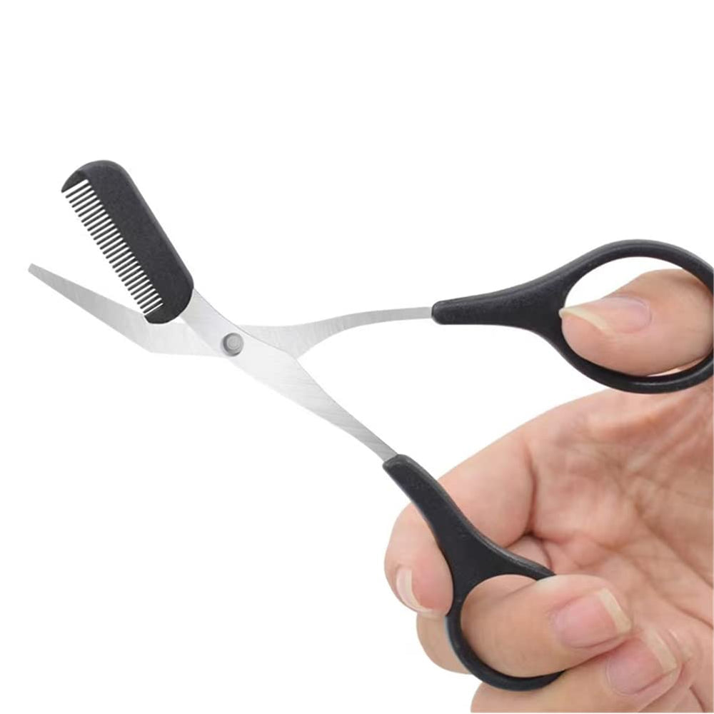 Funda plástica incluida para almacenamiento seguro de las tijeras.