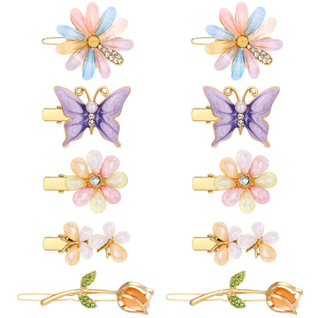 Broches para cabello XunYee con cristales florales y mariposa