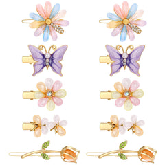 Broches para cabello XunYee con cristales florales y mariposa