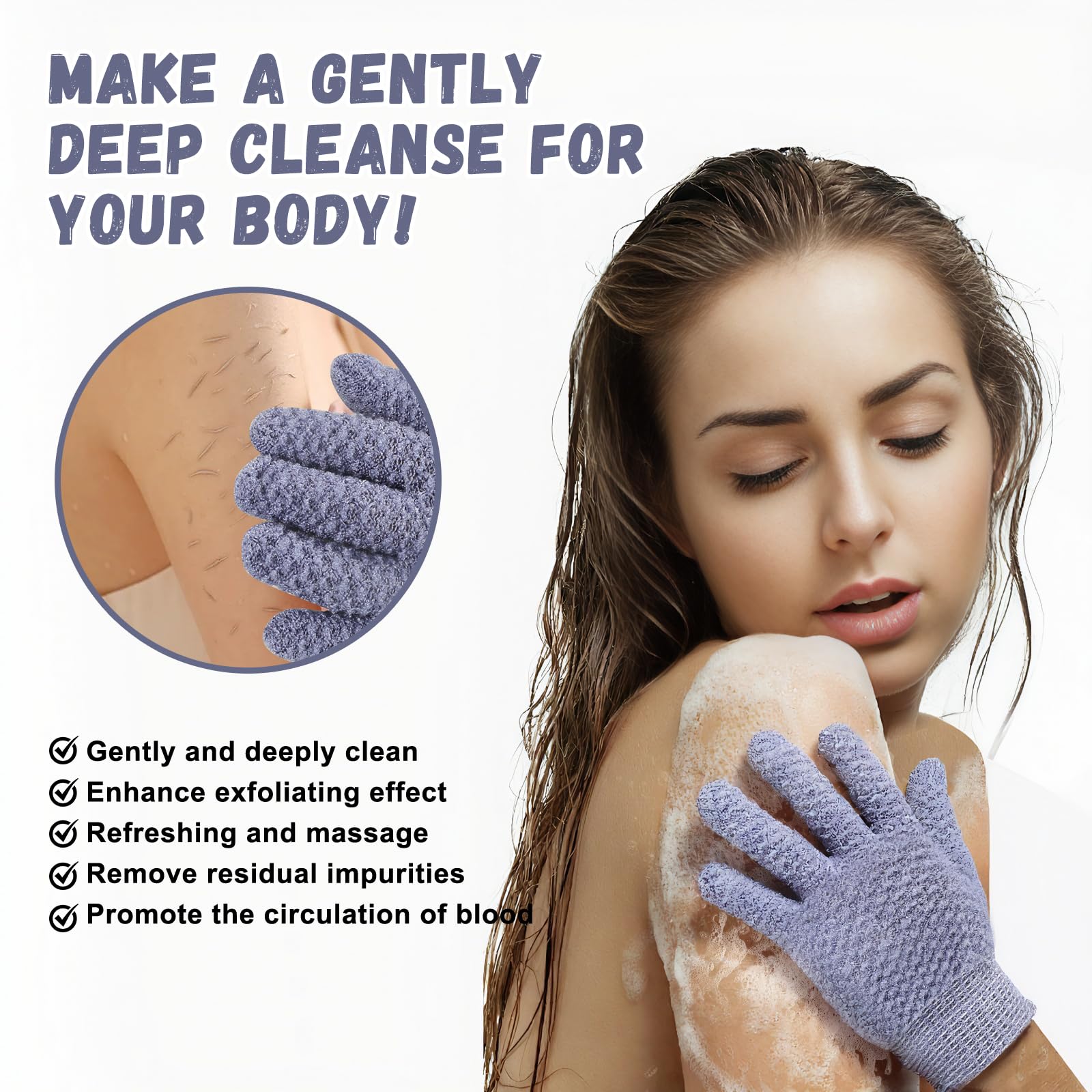 Guante exfoliante xvxvttxvv, lado granulado para piel áspera